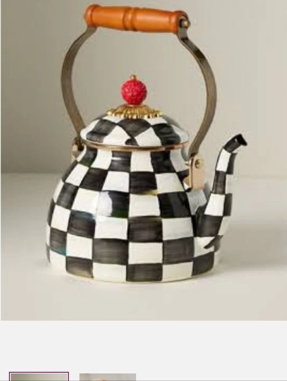 Mackenzie Childs Courtly check 3 Qt Tea Kettle, NEW
